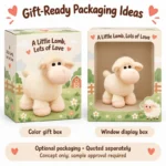 Standing Cream Sheep Plush — optional packaging concept; final artwork, fit and quotation require confirmation.