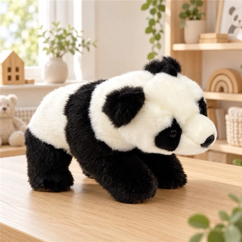 Illustrative application scene featuring standing panda bear stuffed animal; setting is a concept.