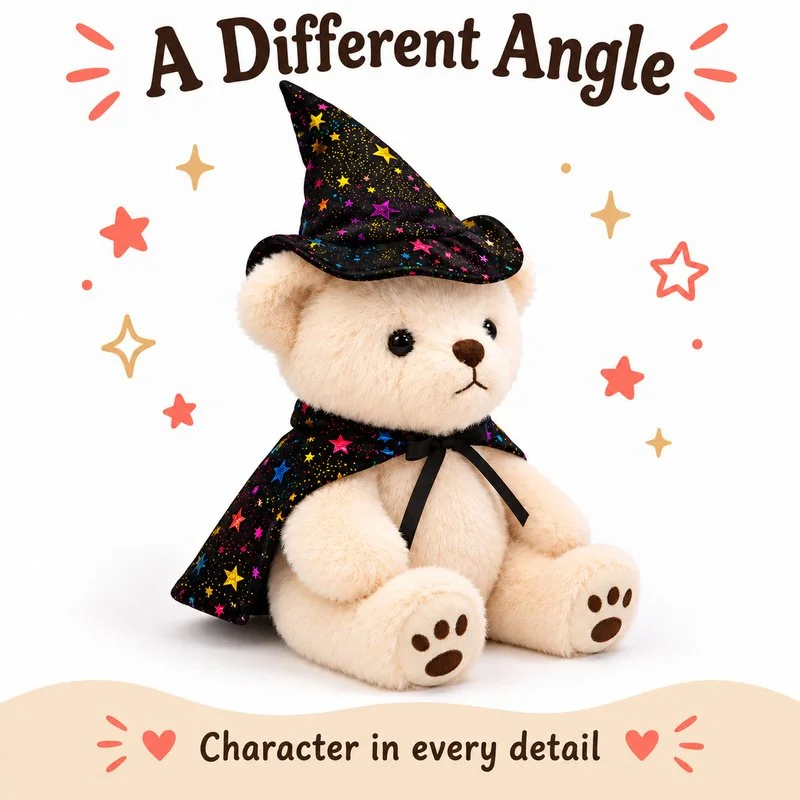 Starry Wizard Hat Teddy Bear Plush — additional angle concept.
