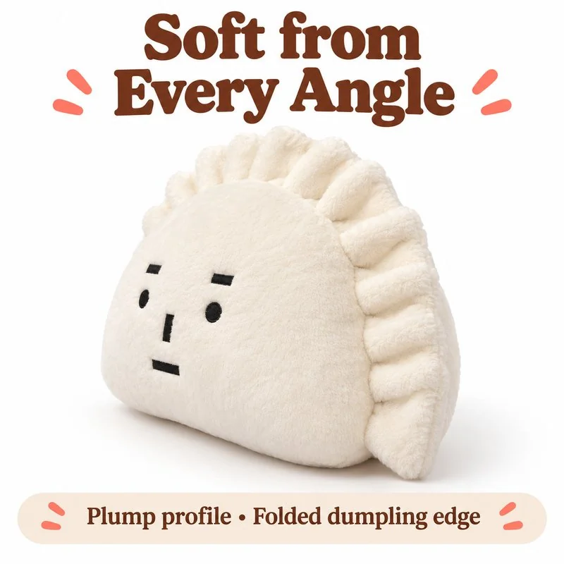 Straight Face Dumpling Plush Pillow — additional angle concept.