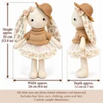 Straw Hat Lace Skirt Rabbit Doll — proposed size reference; dimensions require sample confirmation.