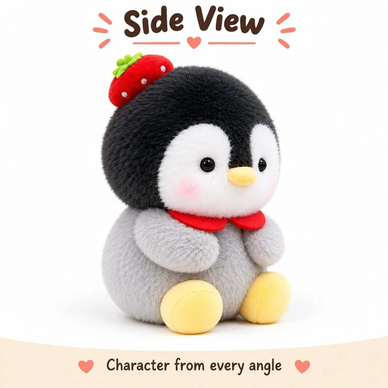 Strawberry Hat Penguin Plush — additional angle concept.