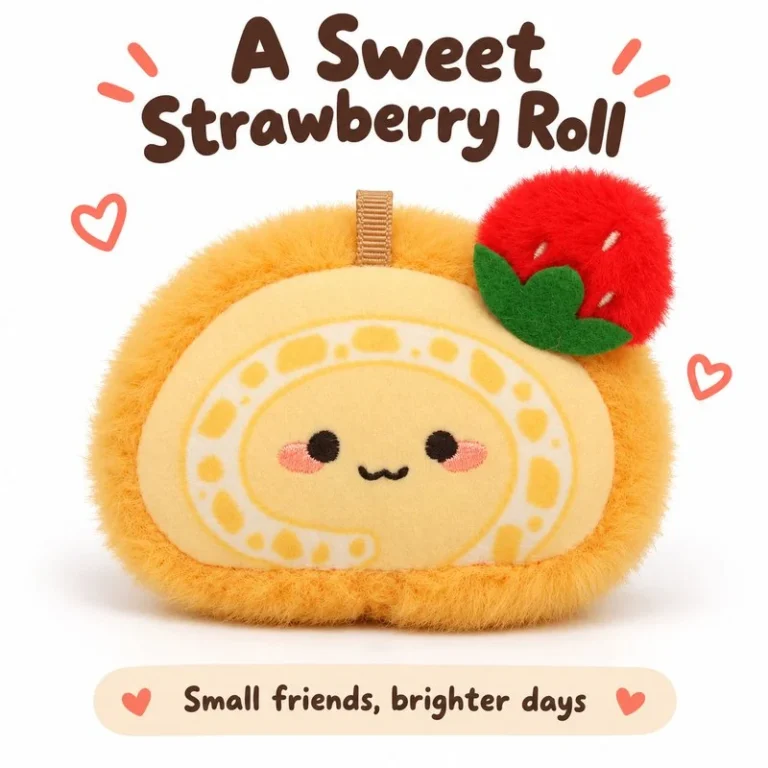 Strawberry Swiss Roll Plush Charm