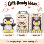 Striped Apron Chef Penguin Plush — optional packaging concept; final artwork, fit and quotation require confirmation.