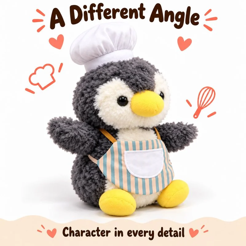 Striped Apron Chef Penguin Plush — additional angle concept.