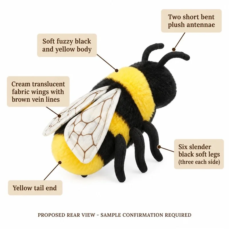 Striped Bumblebee Plush — back view concept