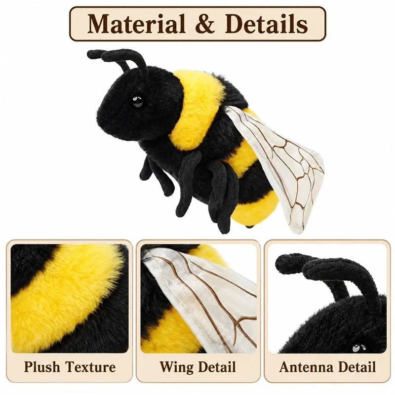 Striped Bumblebee Plush — construction detail concept