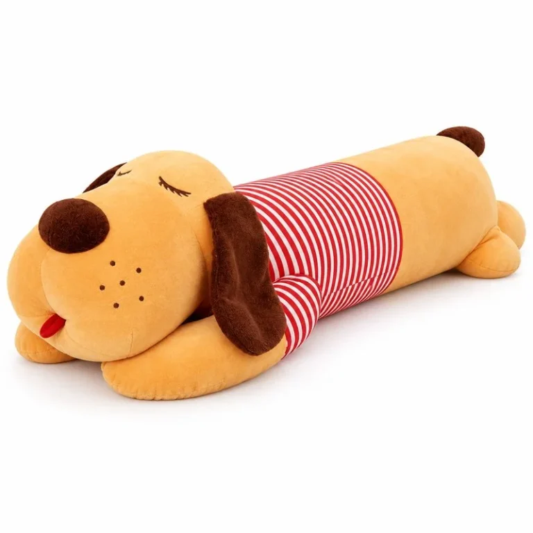 Striped Shirt Sleeping Dog Plush Pillow