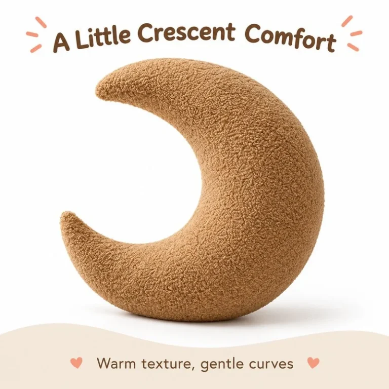 Tan Crescent Moon Plush Pillow