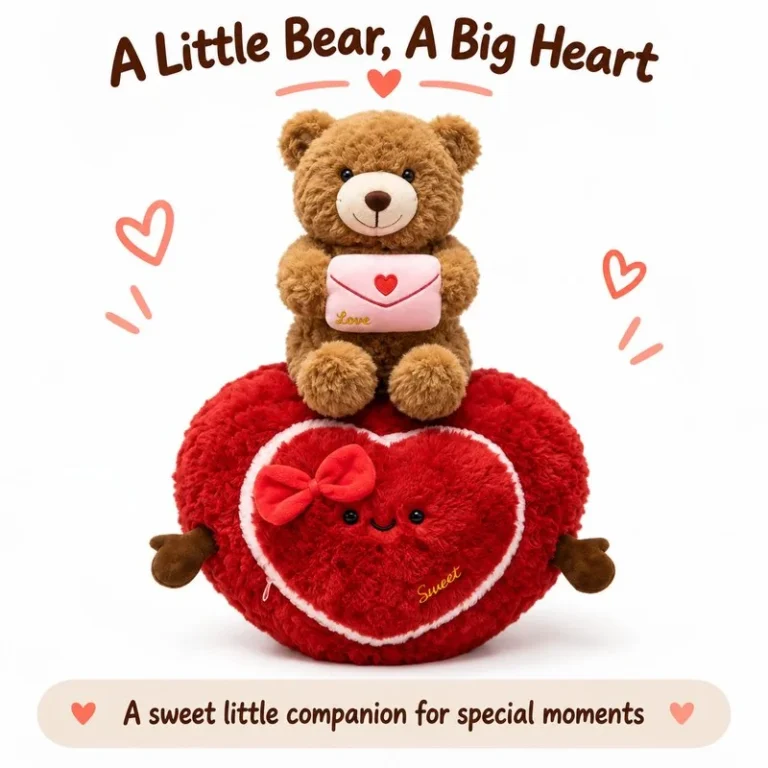 Teddy Bear Heart Cushion Plush Gift