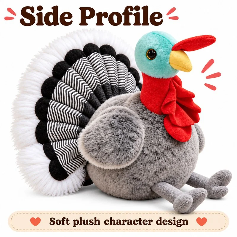 Thanksgiving Fan Tail Turkey Plush — additional angle concept.