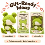 Thoughtful Bow Tie Frog Plush — optional packaging concept; final artwork, fit and quotation require confirmation.