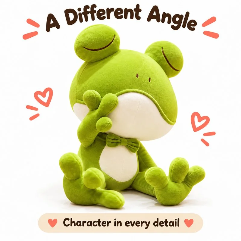 Thoughtful Bow Tie Frog Plush — additional angle concept.