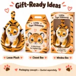 Tiger Cub In Carry Nest Plush — optional packaging concept; final artwork, fit and quotation require confirmation.