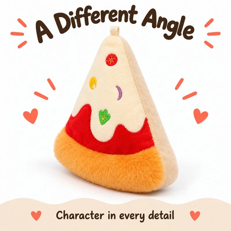 Triangular Pizza Slice Plush Charm — additional angle concept.