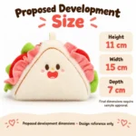 Triangular Sandwich Plush Charm — proposed size reference; dimensions require sample confirmation.