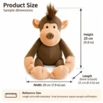 Tufted Hair Monkey Plush — proposed size reference; dimensions require sample confirmation.