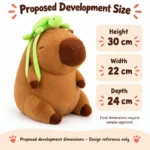 Turtle Hat Capybara Plush — proposed size reference; dimensions require sample confirmation.