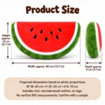 Watermelon Slice Plush Pillow — proposed size reference; dimensions require sample confirmation.