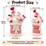 White Cat Plush Bouquet — proposed size reference; dimensions require sample confirmation.