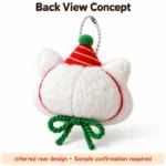 White Christmas Cat Plush Charm — reverse construction concept.