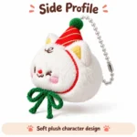 White Christmas Cat Plush Charm — additional angle concept.