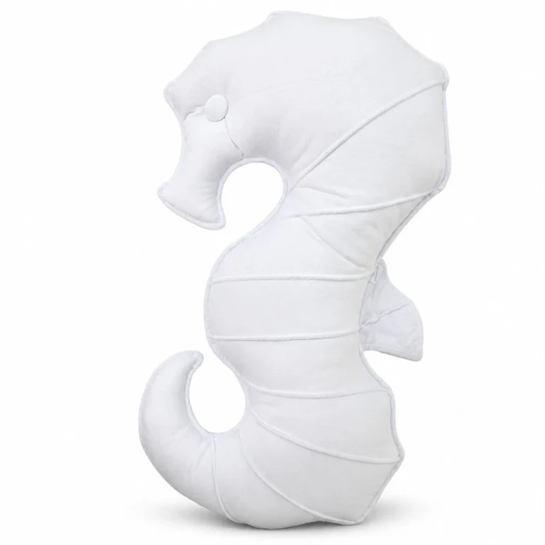 White Curled Seahorse Plush Cushion