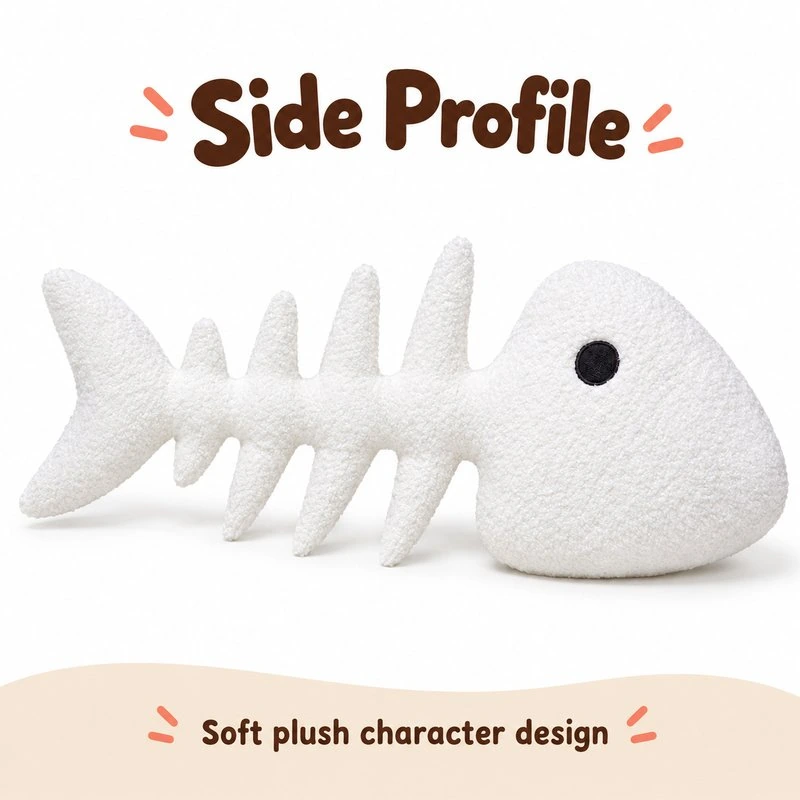 White Fishbone Plush Pillow — additional angle concept.