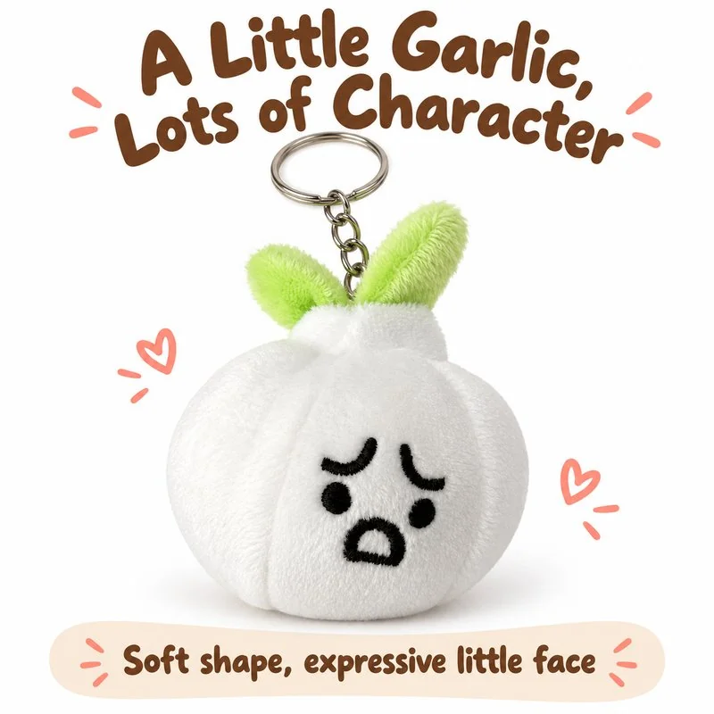 White Garlic Plush Keychain