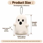 White Ghost Plush Bag Charm — proposed size reference; dimensions require sample confirmation.