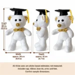 White Gold Graduation Bear Plush — proposed size reference; dimensions require sample confirmation.