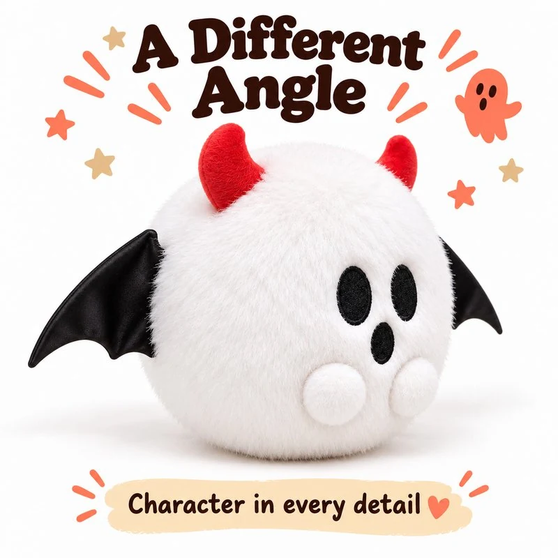 White Horned Winged Ghost Plush — additional angle concept.