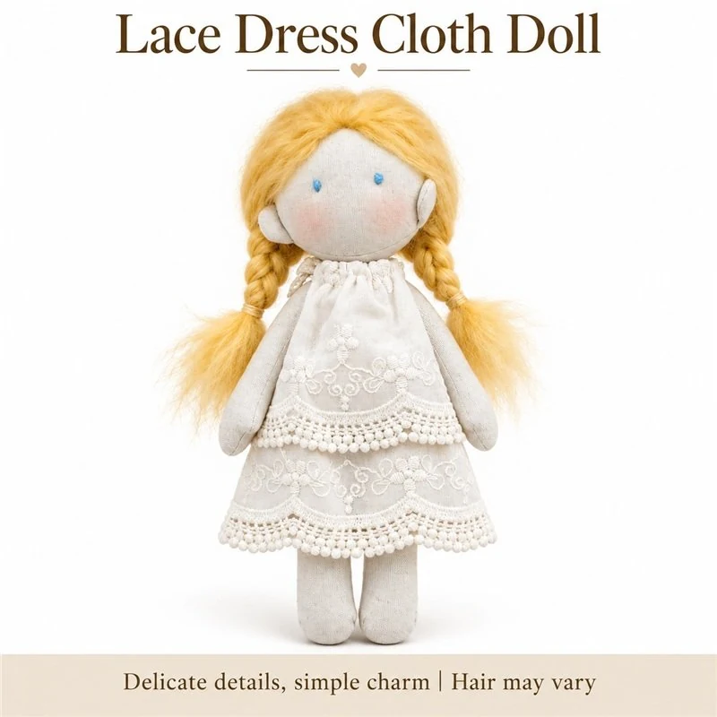 White Lace Dress Cloth Doll