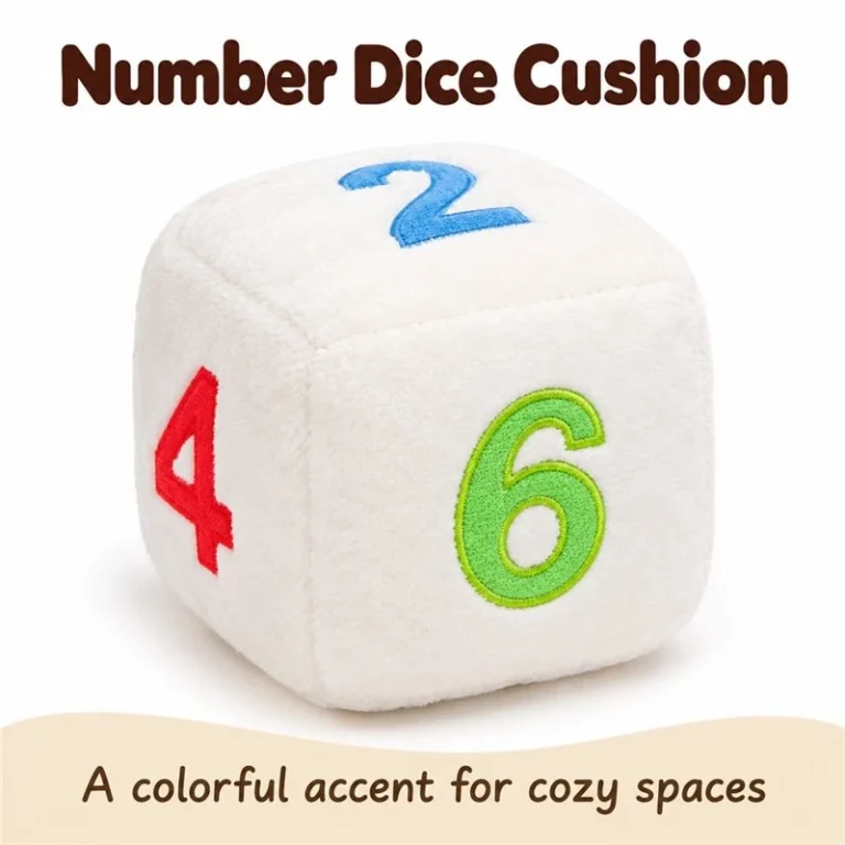 White Number Dice Plush Cushion