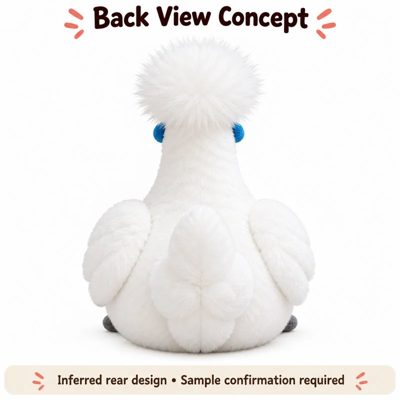 White Silkie Chicken Plush — back view concept