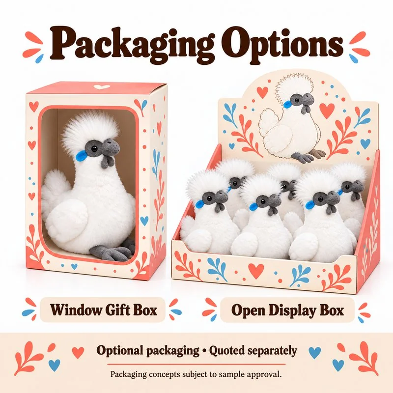 White Silkie Chicken Plush — packaging concept