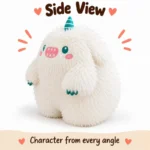 White Single Horn Furry Monster Plush — additional angle concept.