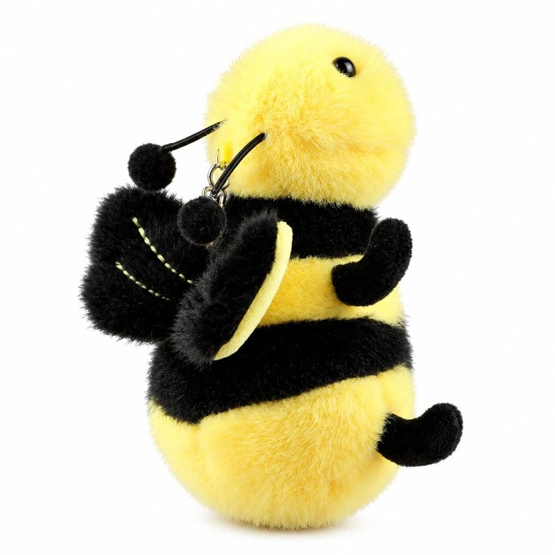 Yellow Black Bee Plush Charm; AI concept reference, final sample and specifications to be confirmed.