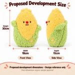 Yellow Corn With Green Husk Plush — proposed size reference; dimensions require sample confirmation.