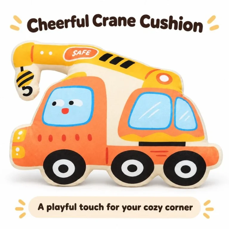 Yellow Crane Truck Plush Pillow