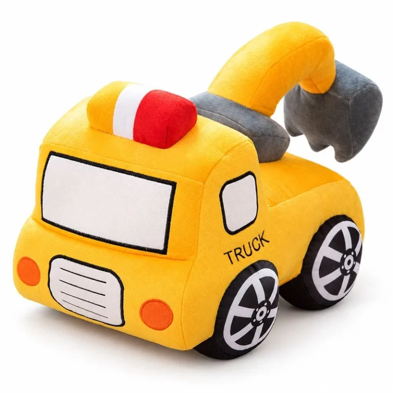 Yellow Lifting Arm Truck Plush Cushion