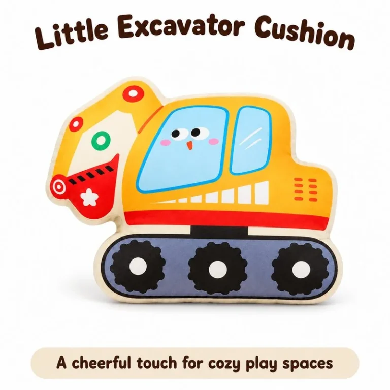 Flat Excavator Silhouette Plush Cushion