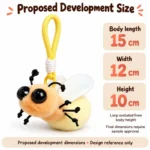 Yellow Firefly Plush Keychain — proposed size reference; dimensions require sample confirmation.