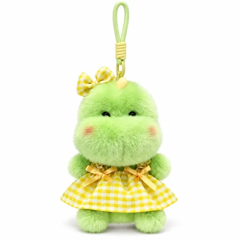 Yellow Gingham Dinosaur Plush Charm