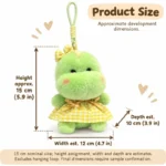 Yellow Gingham Dinosaur Plush Charm — proposed size reference; dimensions require sample confirmation.