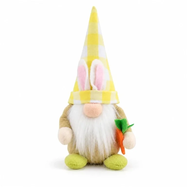 Yellow Gingham Easter Gnome Plush