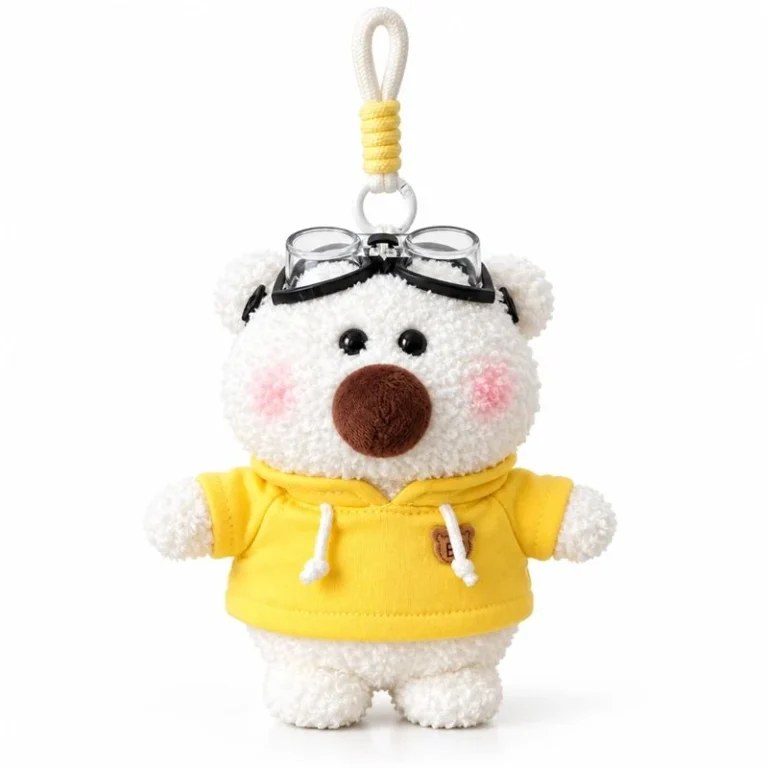 Yellow Hoodie Goggle Bear Plush Charm