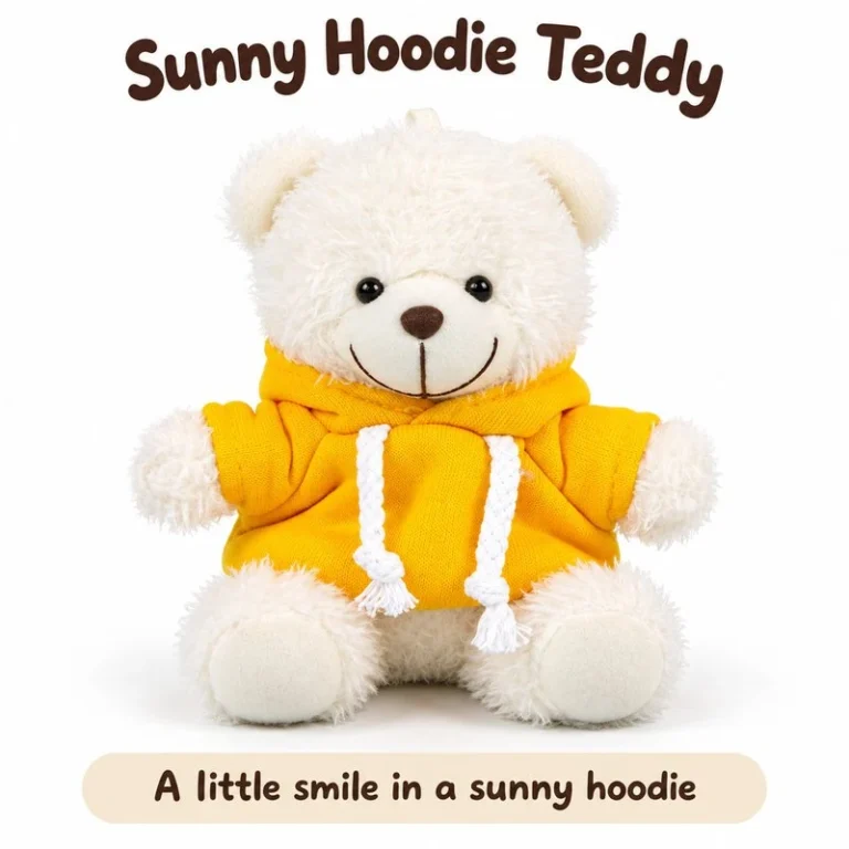 Yellow Hoodie White Teddy Bear Plush