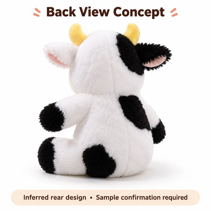 Yellow Horn Black White Cow Plush — reverse construction concept.