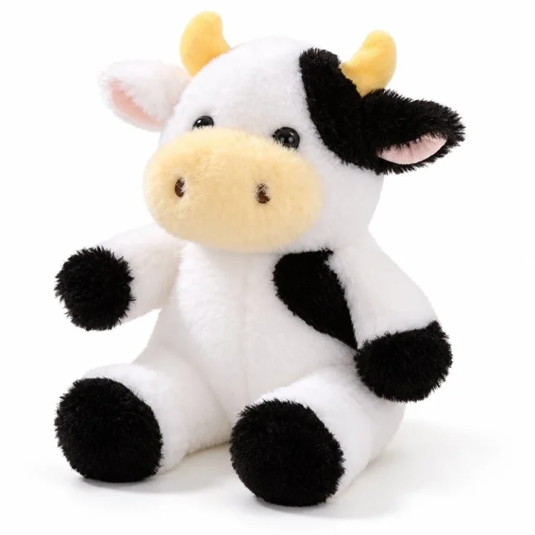 Yellow Horn Black White Cow Plush